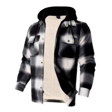 Imagem de Moletons para homens Gary Com Flannel Xadrez de Lã Pesada