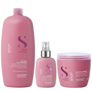 Imagem de Kit Alfaparf Semi Di Lino Moisture - Shampoo 1L + Máscara 500ml + Fluí