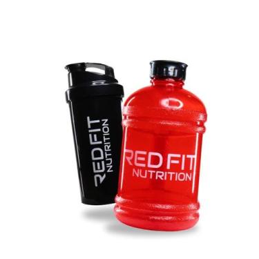 Imagem de Coqueteleira Shaker Preto 600ml Galão Vermelho 1,8L - Red Fit Nutritio