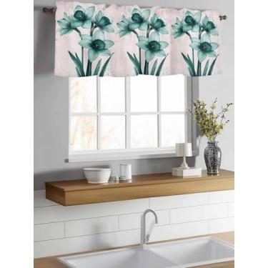 Imagem de Cortina Valance Orquídea Flor Retrô Estilo Aquarela Pequena Cortina Filtro de Luz Sanefa para Sala de Estar Quarto 7,6 cm Bolso de Haste Sanefa para Janela 106,7 cm x 45,7 cm C