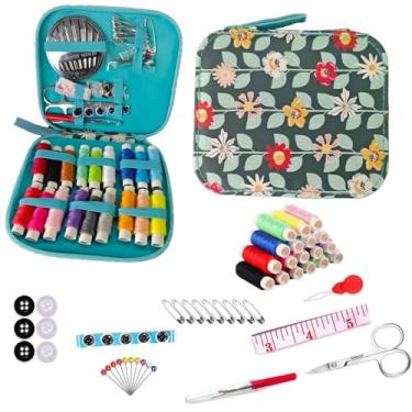 Imagem de Kit de costura portátil acessórios de suprimentos de costura contém linha, tesoura, fita métrica, passador de agulha (verde)