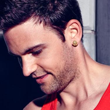 Imagem de Brincos masculinos retrô punk espartano capacete máscara de capacete, One Size, Aço inoxidável, Sem pedra preciosa