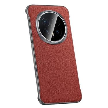 Imagem de POYUFRG Capa de couro genuíno para Honor Magic 8 Pro/Magic 8, capa de telefone comercial ultrafina leve sem moldura com capa de proteção para câmera, vermelha, 8