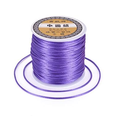 Imagem de 70 m/70 m, 1 mm, cordão de cetim com acabamento de nylon, fio de seda, cordão de contas para nó chinês trançado Kumihimo macramê amizade, pulseiras para fabricação de joias malva