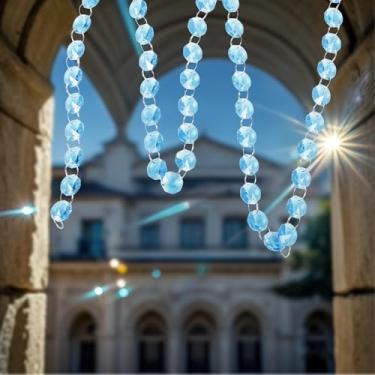 Imagem de Pingentes de gota octógono contas de vidro de cristal para lustre decoração de cortina para lustre (turquesa)