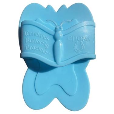 Imagem de Epona Maravilhoso aparador de borboletas para cavalos – escova de curry sem esforço, levanta sujeira e caspos, formato de borboleta divertido, (azul bonito)