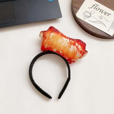 Imagem de Argola de cabelo sintético para comida e cabelo Spareribs, personalidade, asa de frango, faixa de cabeça fofa Hamburgo diária (spareribs)