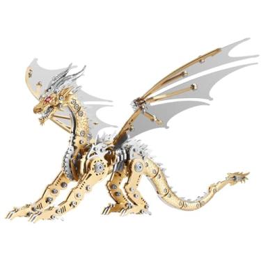 Imagem de OreilleStar 3D Metal Dragon Puzzle, Mechanical Model Building Kit, Green and Red Assembly Puzzle for Adults Gift (Gold Dragon)