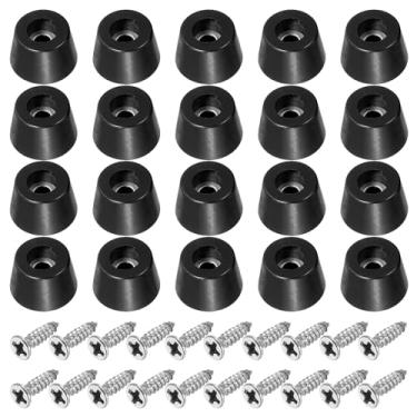 Imagem de Pés de tábua de corte, 20 peças amortecedores de borracha antiderrapantes com parafusos de aço inoxidável 304 para tábua de corte, móveis, cadeiras, secretárias, 1,3 cm L x 0,35 A, preto