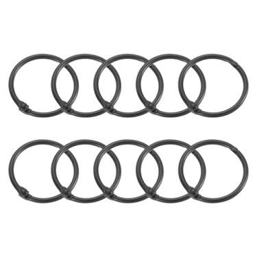 Imagem de Anéis de cortina de chuveiro, 12 peças - Ganchos de cortina de chuveiro redondos de aço carbono, anéis de encadernação de folhas soltas de 3 cm para varões de cortina de chuveiro (preto)