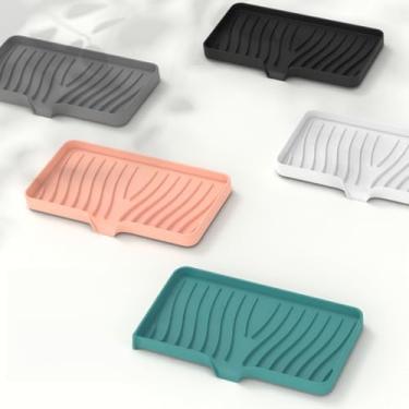 Imagem de Saboneteira de silicone com ralo – Suporte de sabão autodrenante verde para banheiro e cozinha, antiderrapante e fácil de limpar – Grande