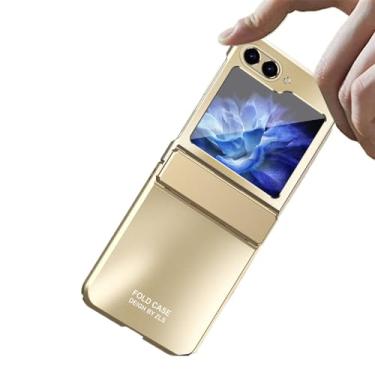 Imagem de Para samsung flip5 capa protetora anti-queda para samsung galaxy z flip 5 5g flip5 zflip5 capa funda com dobradiça, dourada, para samsung z flip 5