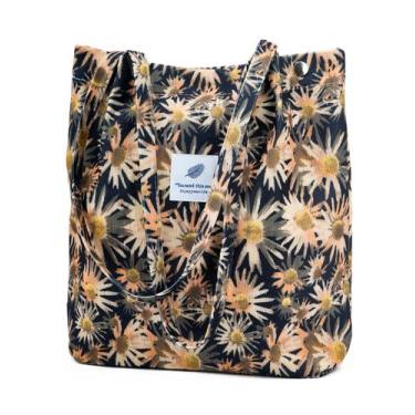 Imagem de Bolsa de mão TOPASION Sacola de veludo pequeno girassol 34x32x11cm