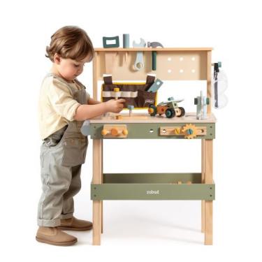 Imagem de Bancada de trabalho infantil de madeira ROBUD com cinto de ferramentas