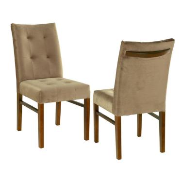 Imagem de Cadeira Omega Com Pegador Madeira Maciça Cores Neutras E Tecido Para Sala De Jantar Ou Cozinha