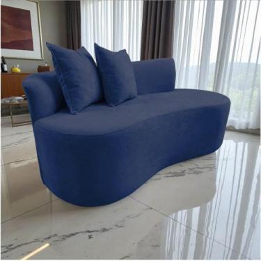 Imagem de Namoradeira Sofá Feijão Hana Orgânica Suede Azul Marinho - Mansão Deco