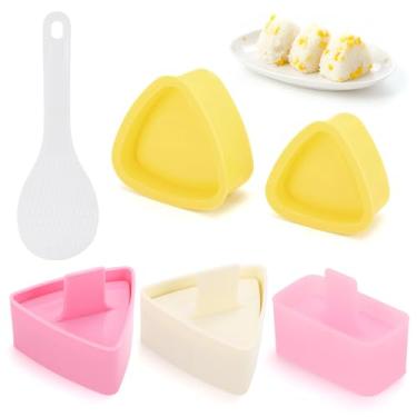 Imagem de Molde Onigiri - Pacote com 5 moldes de prensa Musubi Triângulo Máquina de bolas de arroz para crianças e adultos almoço Bento (Grande/Médio/Pequeno)