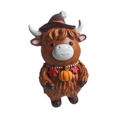 Imagem de IEUDNS Estatueta de Vaca Fofa, Estátua de Vaca, Lembrancinhas de Festa, Enfeite de Mesa, Escultura de Gado para o Natal, Cozinha, Outono, Exterior, 6x7x10cm