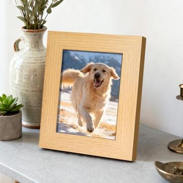 Imagem de Porta-retrato estilo galeria de 10 x 15 cm com borda ampla, design minimalista moderno para exibição de parede ou mesa, marrom