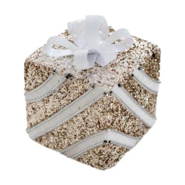 Imagem de IEUDNS Caixa de Presente em Formato de Árvore de Natal, Enfeite de Natal, Decoração de Árvore de Natal, Caixa de Presente em Miniatura Reutilizável e, Laço Branco