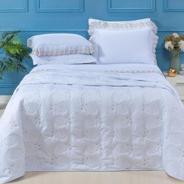 Imagem de Kit Cobre Leito Queen Mistral 100% Algodão Bordado 7 Pçs