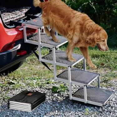 Imagem de Degrau Dobrável Para Cães Para Carros, SUVs E Caminhonetes – Rampa De Alumínio Com 5 Ou 6 Degraus E Superfície Antiderrapante, Degrau Portátil Para Animais De Estimação De Até 90 Kg(5 Steps)