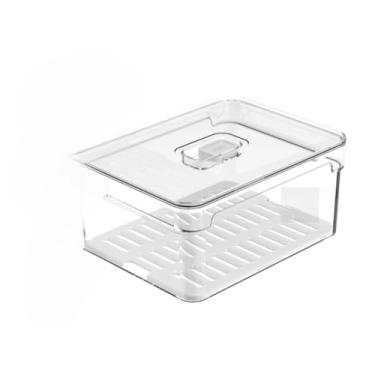 Imagem de Caixa De Armazenamento Para FrigoríFico Com Grelha De Drenagem – Para Lavar E Armazenar Legumes E Frutas(1 UN. Pote 2,2L)
