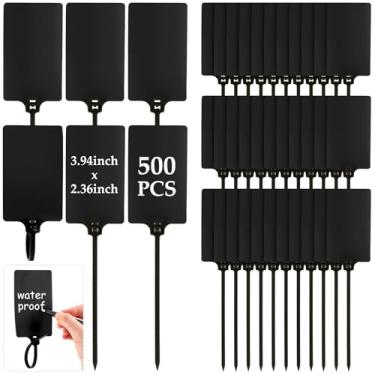 Imagem de Chunful 500 etiquetas de plástico em branco etiquetas de envio 10 cm x 6 cm à prova d'água etiquetas de envio em massa graváveis etiquetas de etiqueta penduradas alça de vedação etiquetas