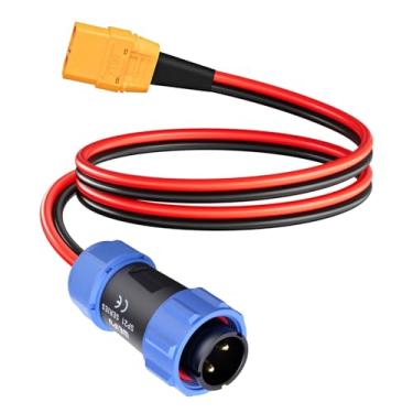 Imagem de ELFCULB Plugue de aviação para cabo XT90, conector fêmea 12AWG XT90 para aviação macho 12V cabo de charing compatível com estação de energia portátil AC200MAX/AC200P novo 2 pinos (2FT)