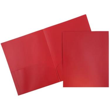 Imagem de JAM PAPER Pastas POP de plástico com 2 bolsos - Pastas escolares duráveis - Vermelho - 144/caixa a granel