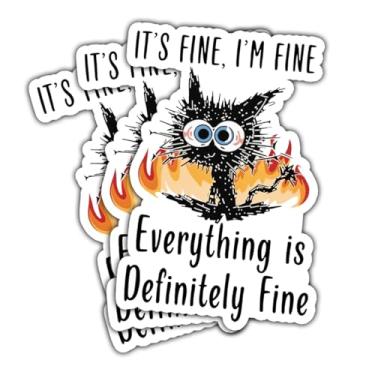Imagem de Adesivo com 3 peças It's Fine I'm Fine Everything is Fine - Decalque de vinil engraçado para laptop, garrafa de água, carro, skate, notebook, telefone, janela, caneca e mais - impermeável, sem