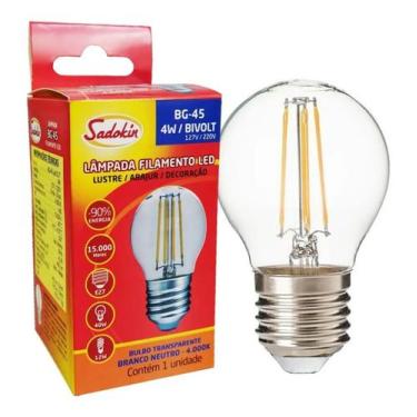 Imagem de Lâmpada Bolinha Filamento Led Clara 4w E27 Branco Neutro - Sadokin, 11