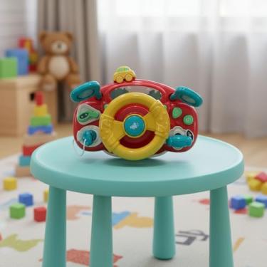 Imagem de Volante Infantil Interativo com Som e Luz Brinquedo Educativo | Direção Simulada com Botões de Efeitos Sonoros e Luzes Coloridas | Brinquedo Musical para Crianças a partir de 3 Anos - Cores Sortidas