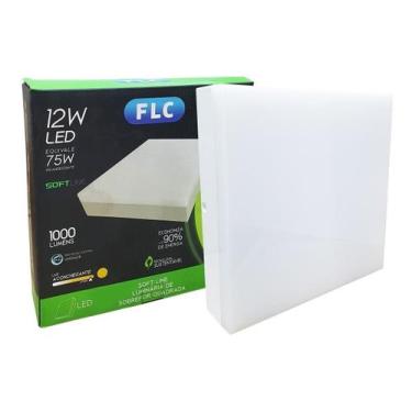 Imagem de Luminária Led Plafon Sobrepor 12W Branco Quente Quadrada - FLC, Branco