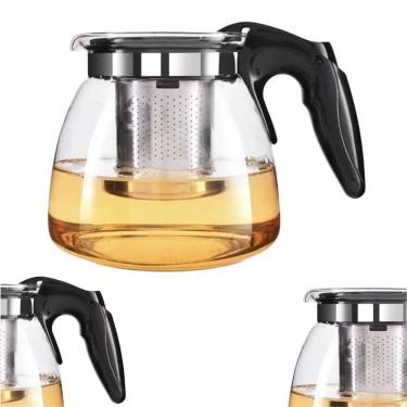 Imagem de Chaleira Bule De Vidro Com Infusor Aço Inox Chá Café 950Ml