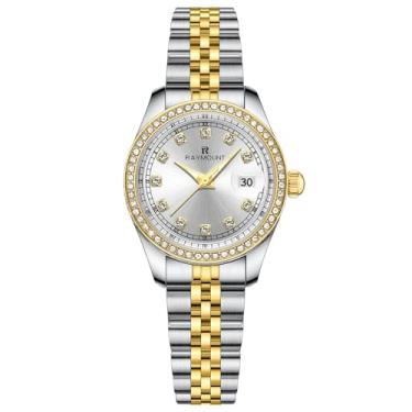 Imagem de FORSINING Relógios femininos de quartzo com pulseira de aço inoxidável, Branco e branco.