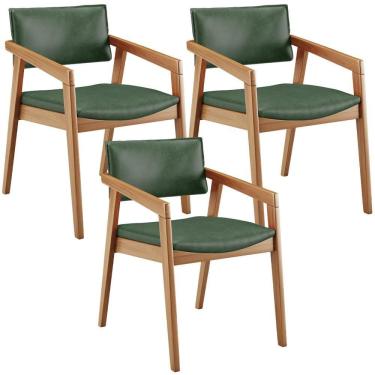 Imagem de Kit 03 Cadeiras De Jantar Estar Living Giorgia L02 Couríssimo Verde Musgo