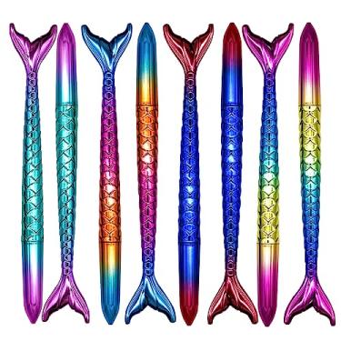 Imagem de Lopenle 20 canetas de sereia inovadoras canetas de cauda de peixe elegantes canetas esferográficas de tinta preta para decoração de mesa, acessórios de papelaria, escola, escritório, Natal