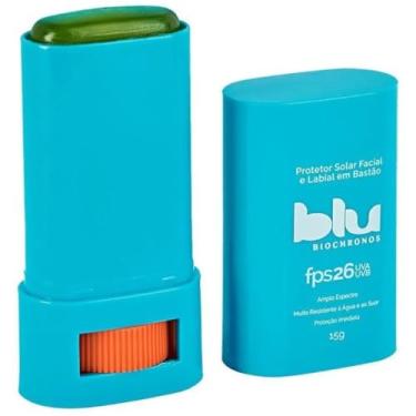 Imagem de Protetor Solar Facial Vegano Blu Biocronos FPS 40 Bastão Incolor 15g – Ideal para Surf e Esportes Aquáticos
