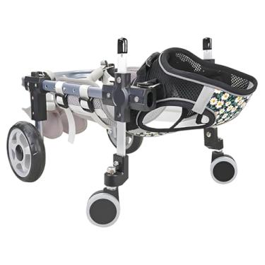 Imagem de Cadeira de rodas para cães pequenos, médios e grandes, auxiliar de mobilidade ajustável nas 4 rodas, suporte de reabilitação leve (4 rodas, P)