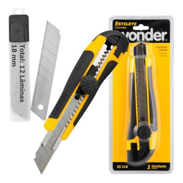 Imagem de Jogo de estilete  com trava 12 lâminas 18mm embo Vonder ES 218