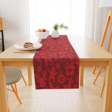 Imagem de Caminho de Mesa Natal, Caminho de Mesa Trilho Toalha Natal 4 Ou 6 Lugares, 1,35x0,40, Retrô(TME-16503)
