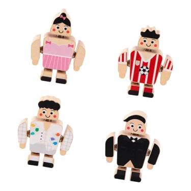 Imagem de oshhni 4 Blocos de Encaixe de Madeira - Brinquedo Educativo e Criativo para Desenvolvimento da Coordenação Fina - Miniaturas de Pessoas - Ideal para, Style a