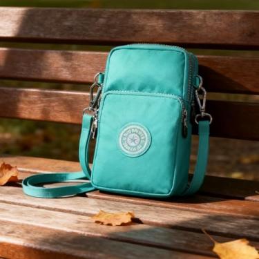 Imagem de Mini bolsa transversal feminina com alça ajustável, carteira pequena para celular para uso diário, verde