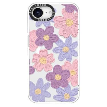 Imagem de sallvmbek Capa para iPhone 16e de 6,1 polegadas, compatível com MagSafe, estampa floral com estampa floral de design fofo, capa protetora magnética à prova de choque TPU para mulheres e mulheres