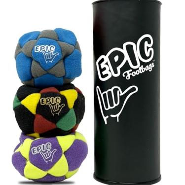 Imagem de Epic Footbags Gift Set, 3 Standard Foot Bag Balls for Adults and Kids, Tidal Storm, Radioactive, Rasta
