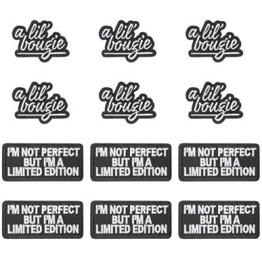 Imagem de Heclia Remendos bordados A Lil' Bougie I'm Not Perfect But I'm A Limited Edition Letter Bordado 12 peças Humor Clássico Fácil de passar a ferro em Letras Patch para jeans, jaquetas, bolsas, faça você