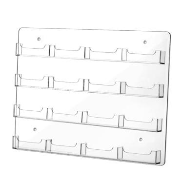 Imagem de RNXRZANK Porta-cartões de Visita em Acrílico Transparente para Parede, Organizador de Cartões com Adesivo, Suporte de Exibição com Vários Bolsos, Pré-perfurado, 16 Bolsos
