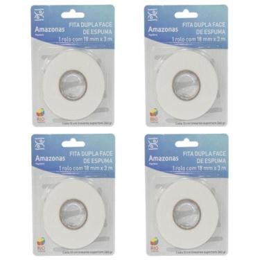 Imagem de Kit Fita Dupla Face De Espuma 1,8 Cm X 3 Metros Com 4 Rolos - Rio Tiju