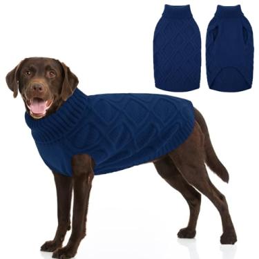 Imagem de SUNFURA Suéter para cães, suéteres de Natal para cães, pulôver quente de malha de gola rolê com orifício para coleira para cães extra grandes, meninos e meninas, roupas grossas para animais de